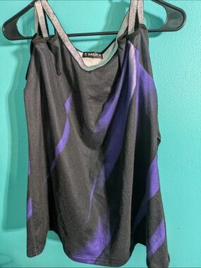 Sheilay Black & Purple Longsleeve Blouse with Shimmer Straps
